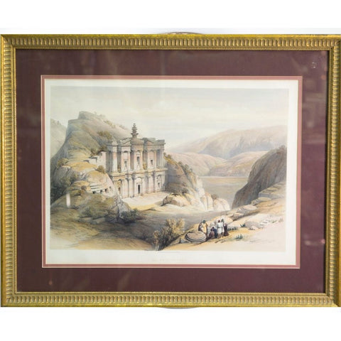 David Roberts El Deir Petra 1842 Hand coloured