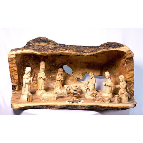Large Olive Wood Nativity Set, Hand curved in Bethlehem