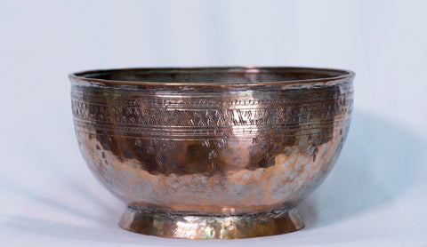 Antique Persian Copper Bowl 19th Century