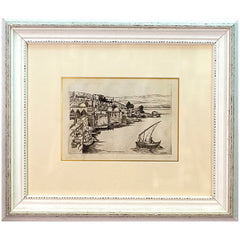 An Original Pencil Etching Showing Jaffa by Jacob Eisenberg 1950's